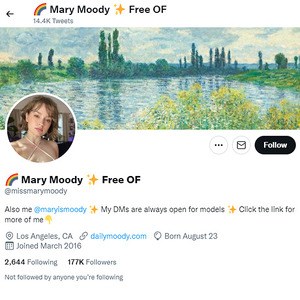 Mary Moody, Twitter Porn Accounts