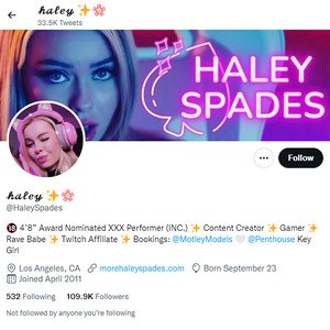 Haley Spades, Twitter Porn Accounts