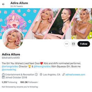 Adira Allure, Twitter Porn Accounts