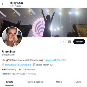 Riley Star, Twitter Porn Accounts