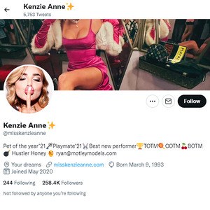 Kenzie Anne, Twitter Porn Accounts