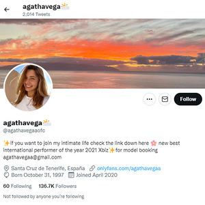 Agatha Vega, Twitter Porn Accounts