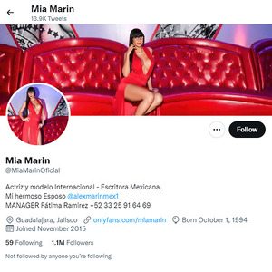 Mia Marin, Twitter Porn Accounts