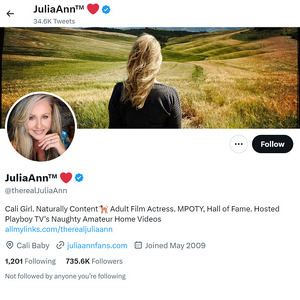 Julia Ann Twitter, Twitter Porn Accounts