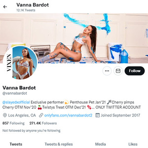 Vanna Bardot, Twitter Porn Accounts