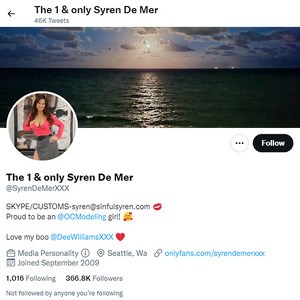 Syren De Mer, Twitter Porn Accounts