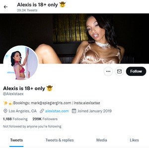 Alexis Tae, Twitter Porn Accounts