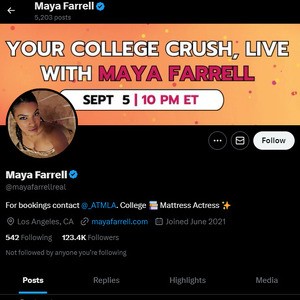 Maya Farrell, Twitter Porn Accounts