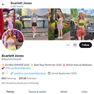 Scarlett Jones, Twitter Porn Accounts