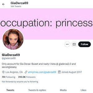 Gia Derza, Twitter Porn Accounts