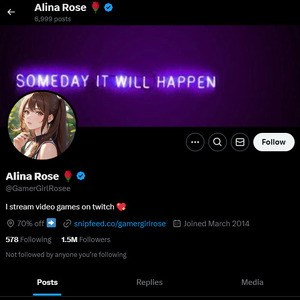 Alina Rose, Twitter Porn Accounts