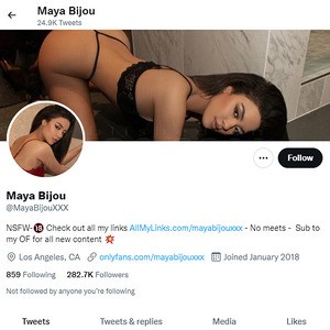 Maya Bijou, Twitter Porn Accounts