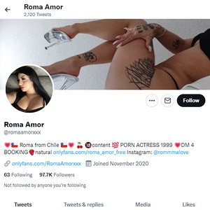 Roma Amor, Twitter Porn Accounts