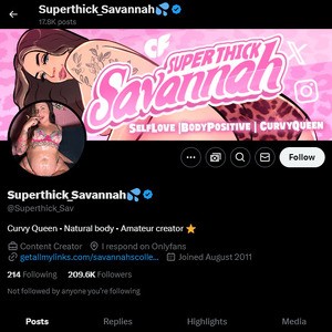 SuperThickSavannah, Twitter Porn Accounts