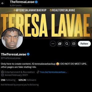 Teresa Lavae, Twitter Porn Accounts