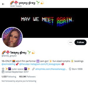 Laney Grey, Twitter Porn Accounts