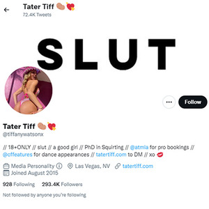 Tiffany Watson, Twitter Porn Accounts