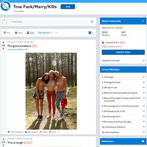 TrueFMK, Reddit NSFW List