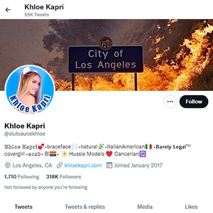 Khloe Kapri, Twitter Porn Accounts