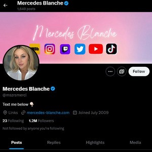 Mercedes Blanche, Twitter Porn Accounts