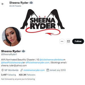 Sheena Ryder, Twitter Porn Accounts