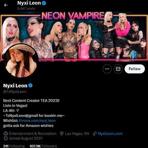 Nyxi Leon (TS), Twitter Porn Accounts