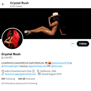 Crystal Rush, Twitter Porn Accounts