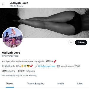 Aaliyah Love, Twitter Porn Accounts