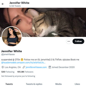 Jennifer White, Twitter Porn Accounts