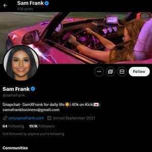 Sam Frank, Twitter Porn Accounts