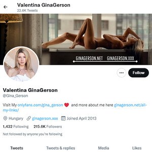 Gina Gerson, Twitter Porn Accounts