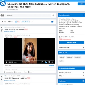 Social Media Sluts, Reddit NSFW List