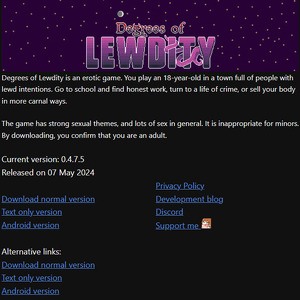 Degrees Of Lewdity, Free Sex Games