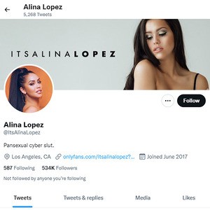 Alina Lopez, Twitter Porn Accounts