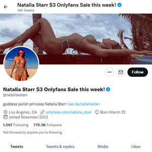 Natalia Starr, Twitter Porn Accounts