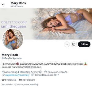 Mary Rock, Twitter Porn Accounts