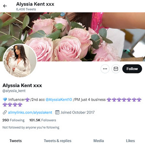 Alyssia Kent, Twitter Porn Accounts