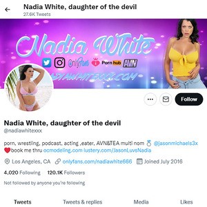 Nadia White, Twitter Porn Accounts