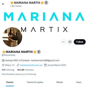 Mariana Martix, Twitter Porn Accounts