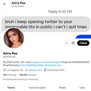 Adria Rae, Twitter Porn Accounts