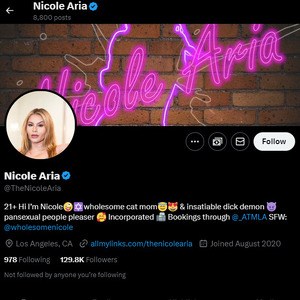 Nicole Aria, Twitter Porn Accounts