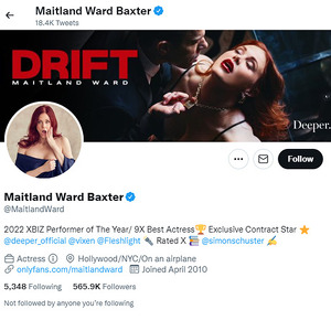 Maitland Ward, Twitter Porn Accounts