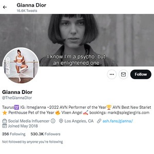 Gianna Dior, Twitter Porn Accounts