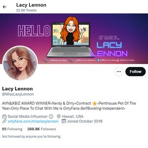 Lacy Lennon, Twitter Porn Accounts