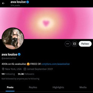 Ava Louise, Twitter Porn Accounts