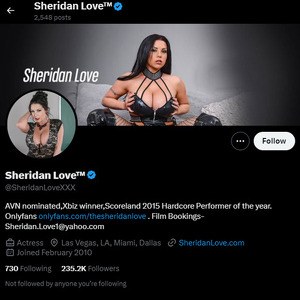 Sheridan Love, Twitter Porn Accounts