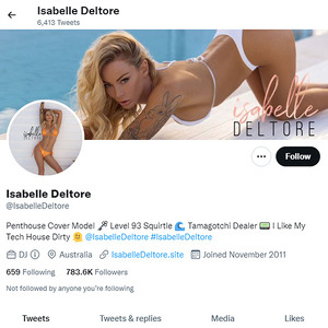 Isabelle Deltore, Twitter Porn Accounts