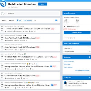 Erotic Literature, Reddit NSFW List