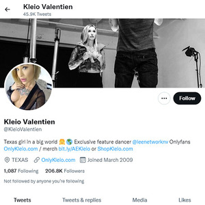 Kleio Valentien, Twitter Porn Accounts